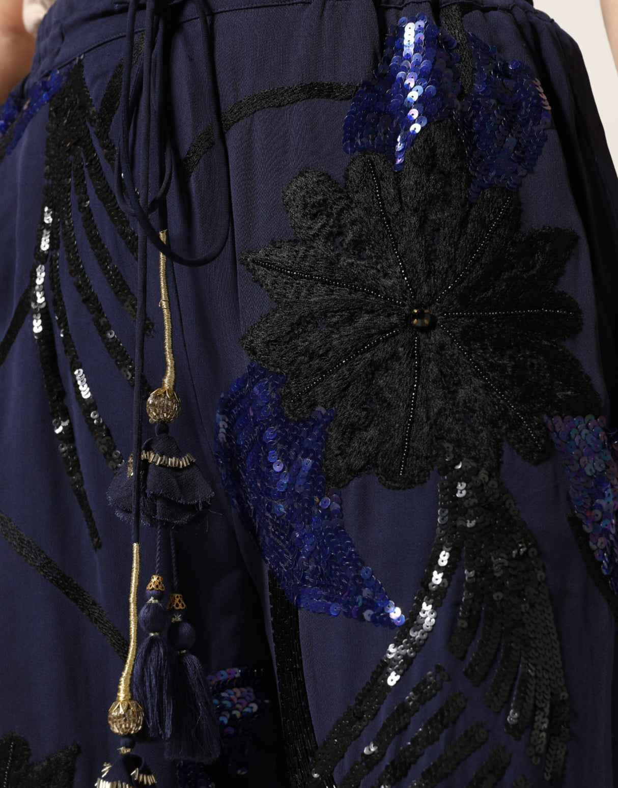 Christian Pellizzari Blue Sequined Tapered Trouser Pants