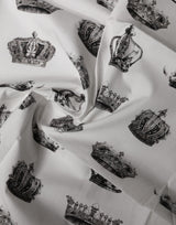 Dolce & Gabbana White Crown Cotton Square Foulard Scarf