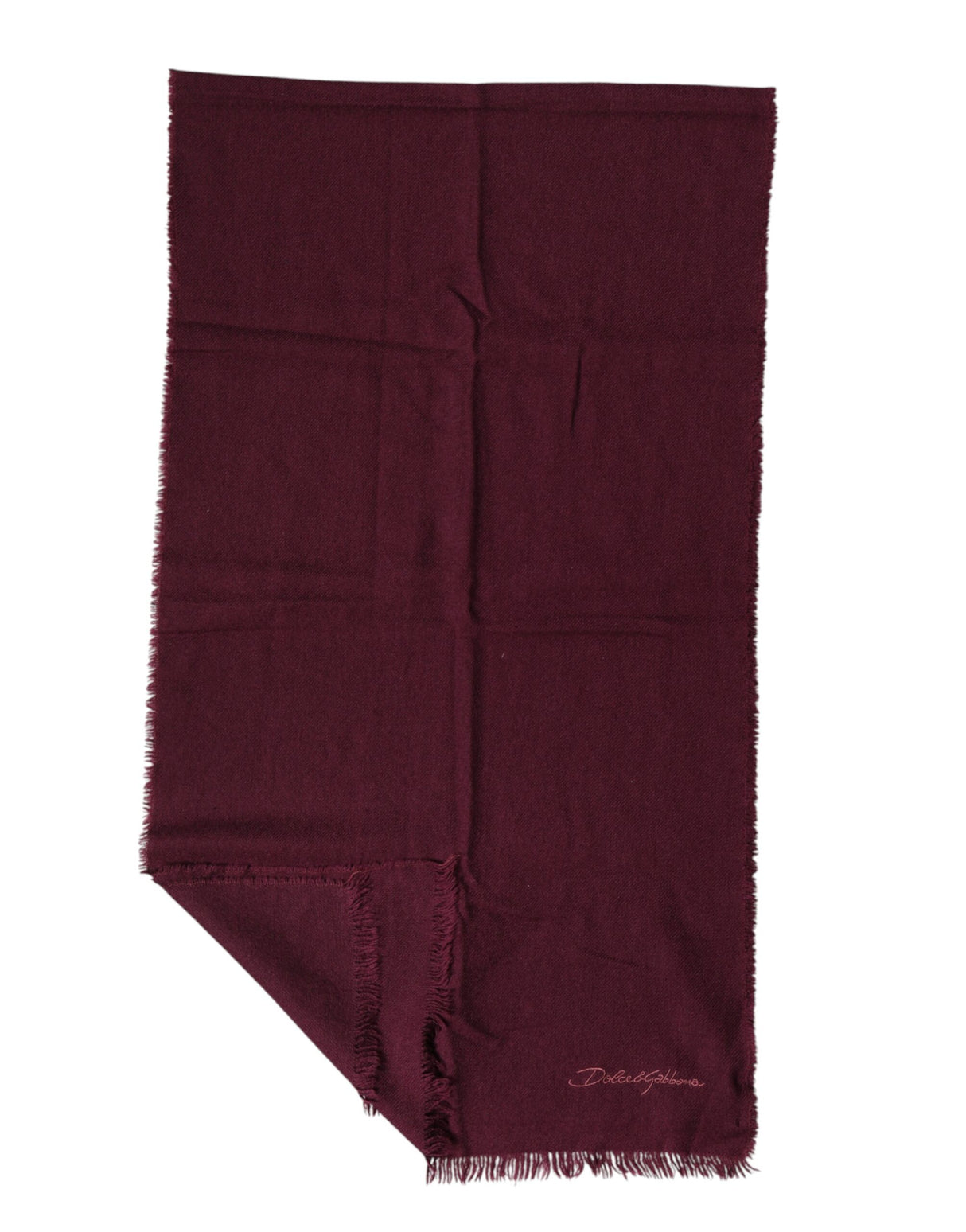 Dolce & Gabbana Maroon Cashmere Fringes Neck Wrap Shawl Scarf