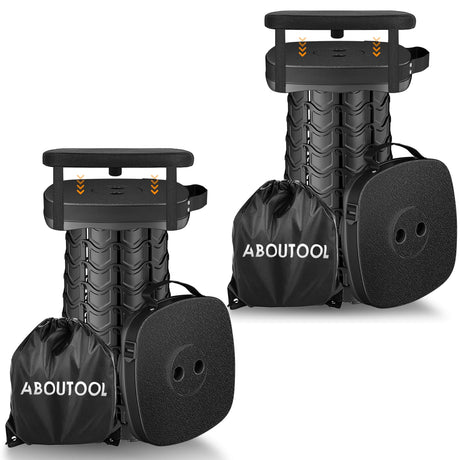 2 Pack Folding Camping Stool Square Collapsible Portable StoolCollapsible Stool with Elastic Seat Cushion& Adjustable Nylon Bag Sturdy Lightweight Telescoping Foldable StoolMax Load 485lb