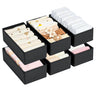 DIMJ Drawer Organizer Clothes - Underwear Organizer Small Sock Organizer Closet Organizers and Storage Box Dresser OrganizerDrawer Dividers for Baby ClothesBraSocks Belt Tie Set of 6Black