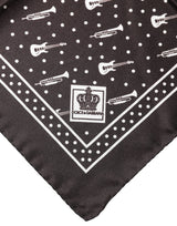 Dolce & Gabbana Black Guitar Trumpet Men Handkerchief Scarf