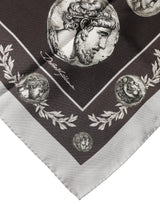 Dolce & Gabbana Brown Roman Coin Print Silk Square Foulard Scarf