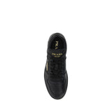 Prada Black Calf Leather Bos Taurus Low Top Sneakers