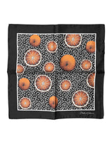 Dolce & Gabbana Black Orange Print Square Handkerchief Scarf