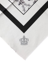 Dolce & Gabbana White Crown Cotton Men Square Foulard Scarf
