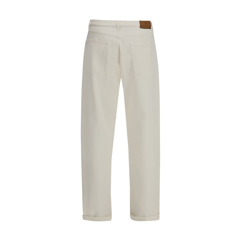 Brunello Cucinelli White Cotton Straight-Leg Jeans