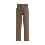 Brunello Cucinelli Brown Cotton Relaxed Fit Jeans