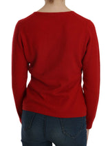 MILA SCHÖN Cashmere Red Round Neck Pullover Top Sweater