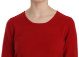 MILA SCHÖN Cashmere Red Round Neck Pullover Top Sweater
