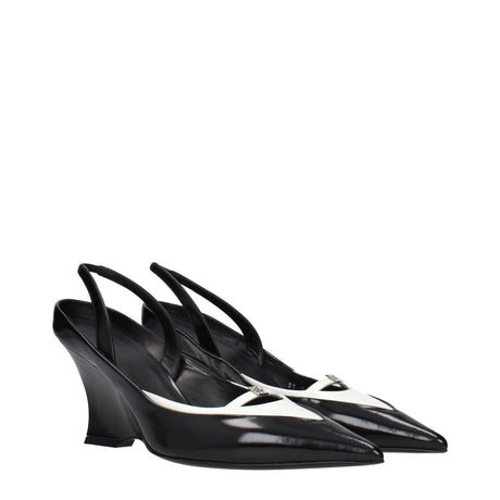 Givenchy Black Leather Wedge Sandals