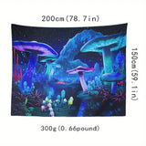 Fluorescent Forest Mushroom Tapestry for Home Decor