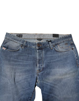 Jeckerson Blue Washed Mid Waist Straight Men Denim Trouser Jeans