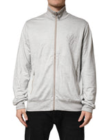 Dolce & Gabbana Light Gray Cotton Zipped Cardigan Sweater