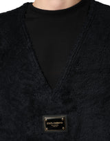 Dolce & Gabbana Black Cotton V-Neck Men Sweatshirt Sweater