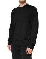 Dolce & Gabbana Black Silk Men Crew Neck Pullover Sweater