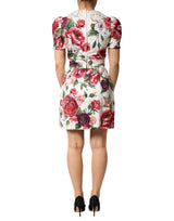 Dolce & Gabbana White Floral Embellished Sheath Mini Dress