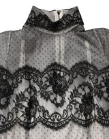 Dolce & Gabbana Black White Lace Silk Blend MaxiSheath Dress