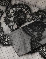 Dolce & Gabbana Black White Lace Silk Blend MaxiSheath Dress