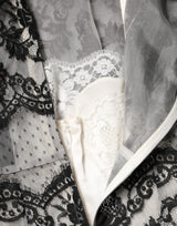 Dolce & Gabbana Black White Lace Silk Blend MaxiSheath Dress
