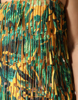 Dolce & Gabbana Multicolor Tropical Print Fringe Maxi Dress