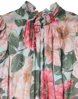 Dolce & Gabbana Multicolor Floral Silk Chiffon Pleated Mini Dress