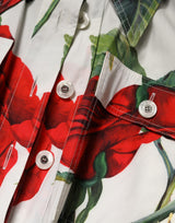 Dolce & Gabbana White Floral Print Cotton Jumpsuit Dress