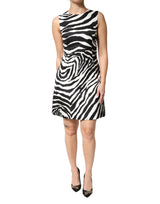 Dolce & Gabbana Black White Zebra Sleeveless A-line Dress