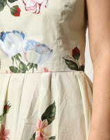 Dolce & Gabbana Beige Floral Sleeveless A-line Dress