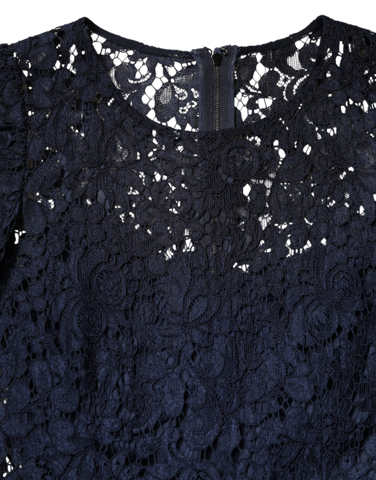 Dolce & Gabbana Blue Lace Ruffle A-line Knee Length Dress