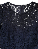 Dolce & Gabbana Blue Lace Ruffle A-line Knee Length Dress