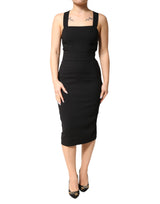 Dolce & Gabbana Black Square Neck Sleeveless Midi Dress