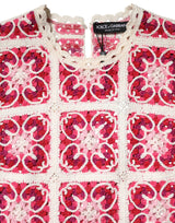 Dolce & Gabbana Multicolor Brick Stitched Crochet Mini Dress