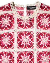 Dolce & Gabbana Multicolor Brick Stitched Crochet Mini Dress