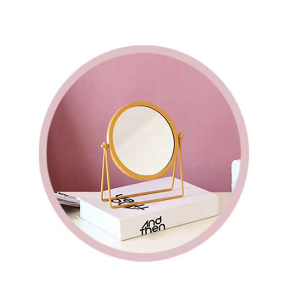 Round Metal Makeup Mirror with Desktop Stand