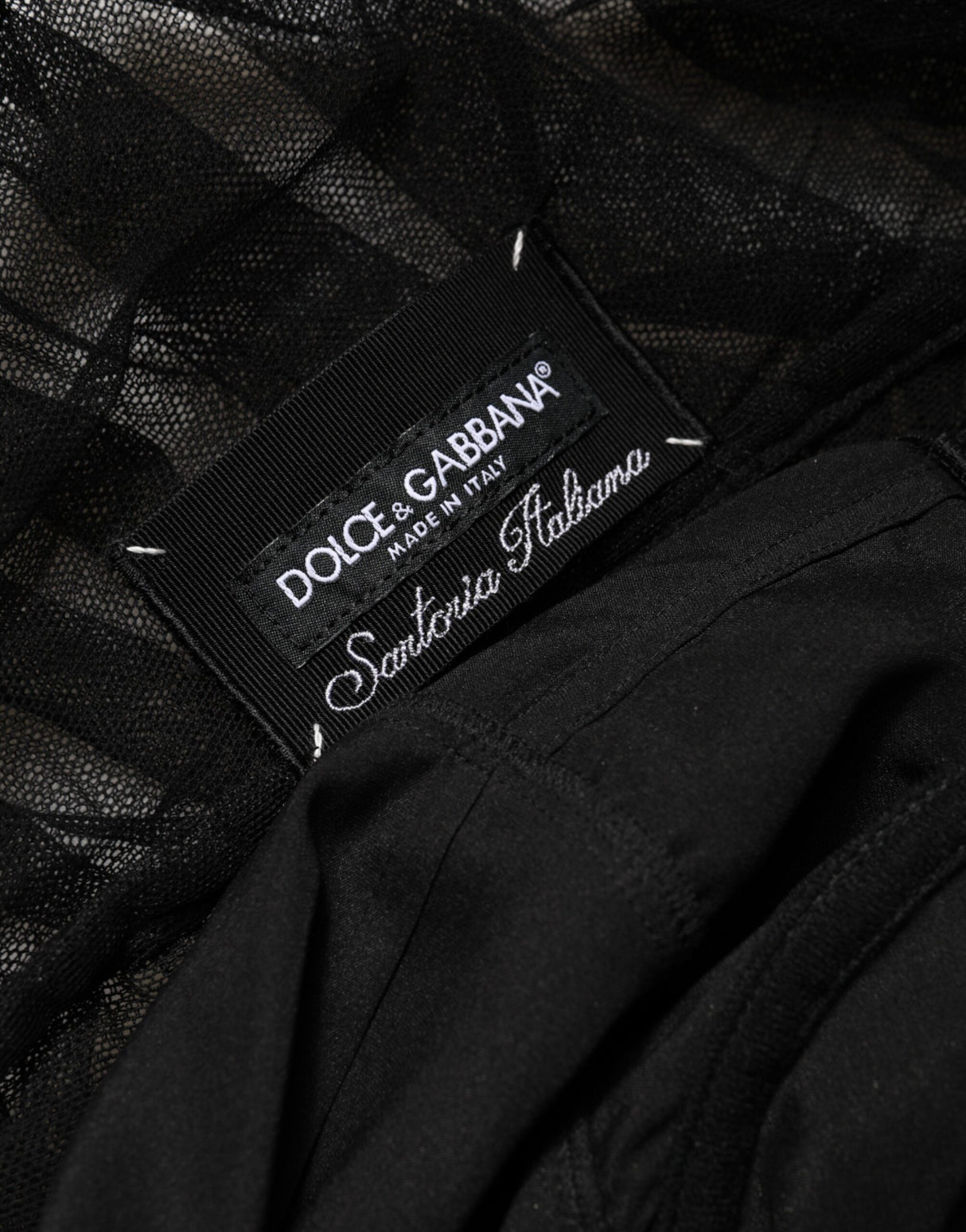 Dolce & Gabbana Black V-Neck Ruched Lace Hem Midi Dress