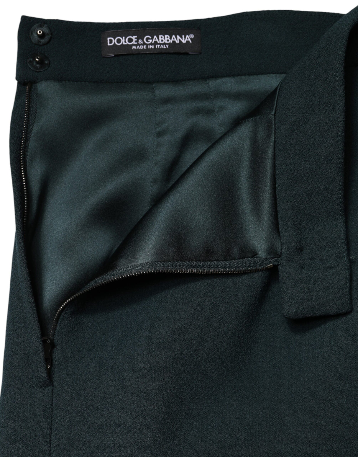 Dolce & Gabbana Dark Green Mid Waist Pencil Cut Mini Skirt