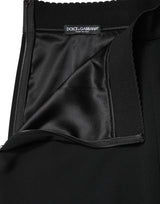 Dolce & Gabbana Black Mid Waist A-line Knee Length Skirt