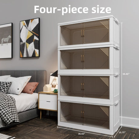 35.4 Inch Wide Clear Plastic Locker For Closet Organizer Storage, Folding Storage Box
