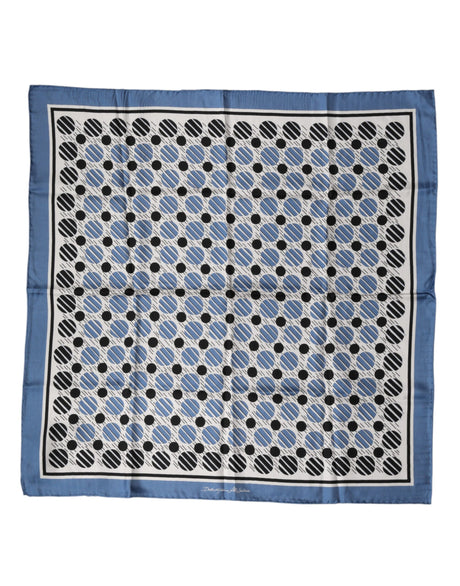 Dolce & Gabbana Blue Dotted Silk Square Foulard 66cm Scarf