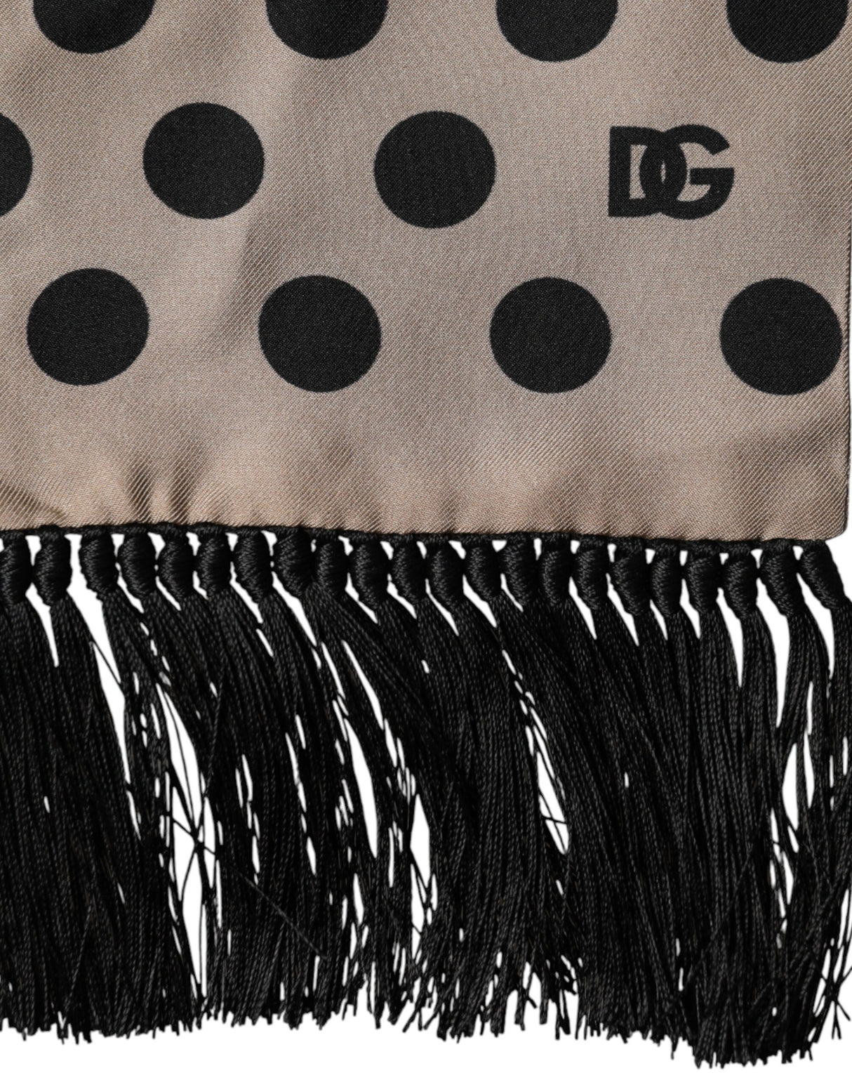 Dolce & Gabbana Brown Polka Dot Silk Fringes Foulard Scarf