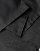 Dolce & Gabbana Black Satin Silk Fringes Neck Foulard Scarf