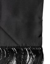 Dolce & Gabbana Black Satin Silk Fringes Neck Foulard 143.5cm x15cm Scarf