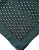 Dolce & Gabbana Dark Green Silk Patterned Handkerchief 32cm x 31cm Scarf