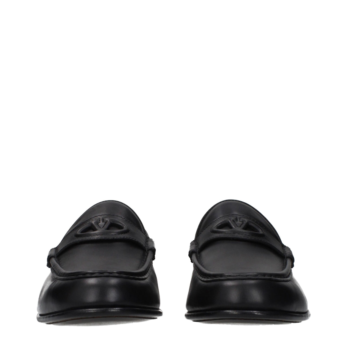 Valentino Garavani Black Leather Slip-On Loafers