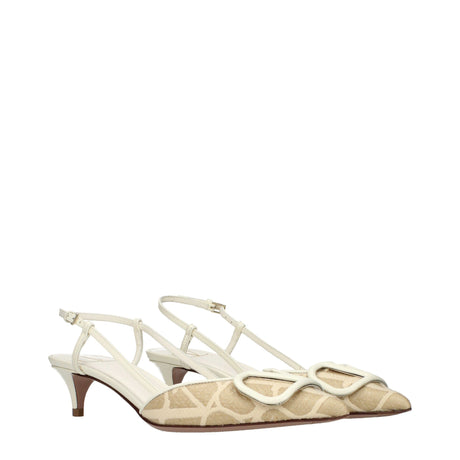 Valentino Garavani Beige Raffia Strap-On Sandals