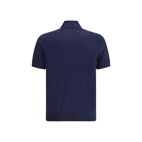 Brunello Cucinelli Blue Cotton Polo Shirt