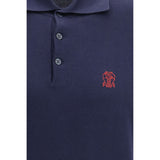 Brunello Cucinelli Blue Cotton Polo Shirt