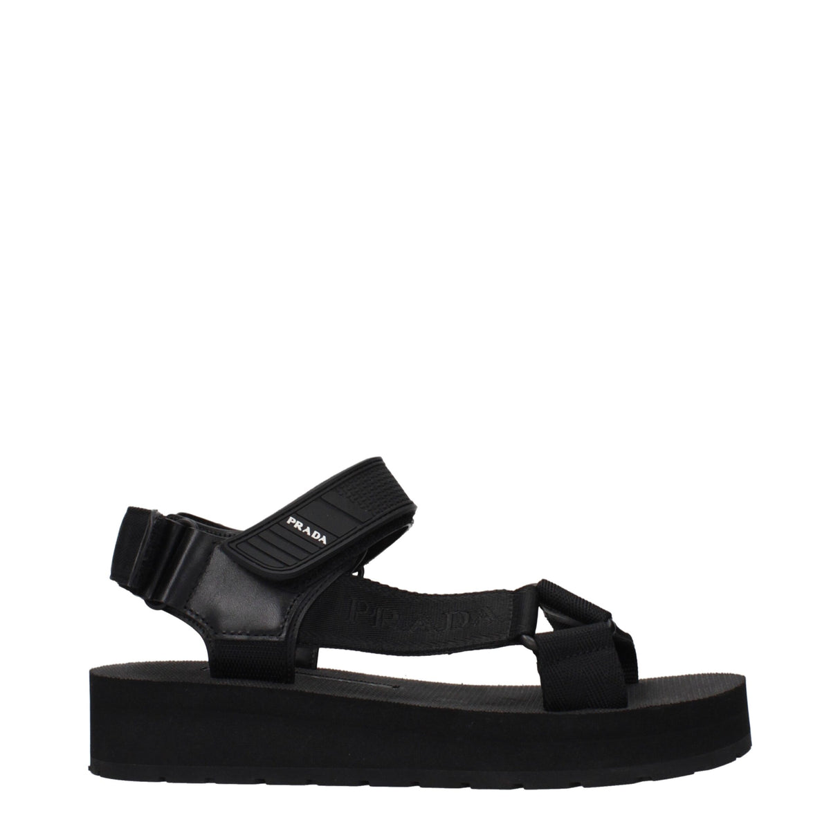 Prada Black Fabric Flat Sandals
