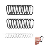 FLONSA 20 Pack 1.8" Carabiner Aluminum Carabiner Clip D Ring Keychain Clip Small Carabiner Clip Carabiner for Keys Camping Hanging Hiking Dog Leash and Everyday Use-Black